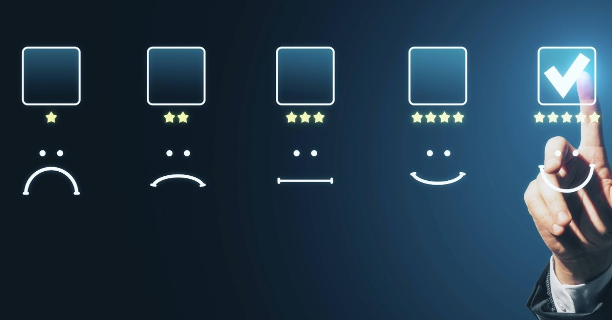 Imagem representando níveis de satisfação em uma pesquisa de satisfação do cliente